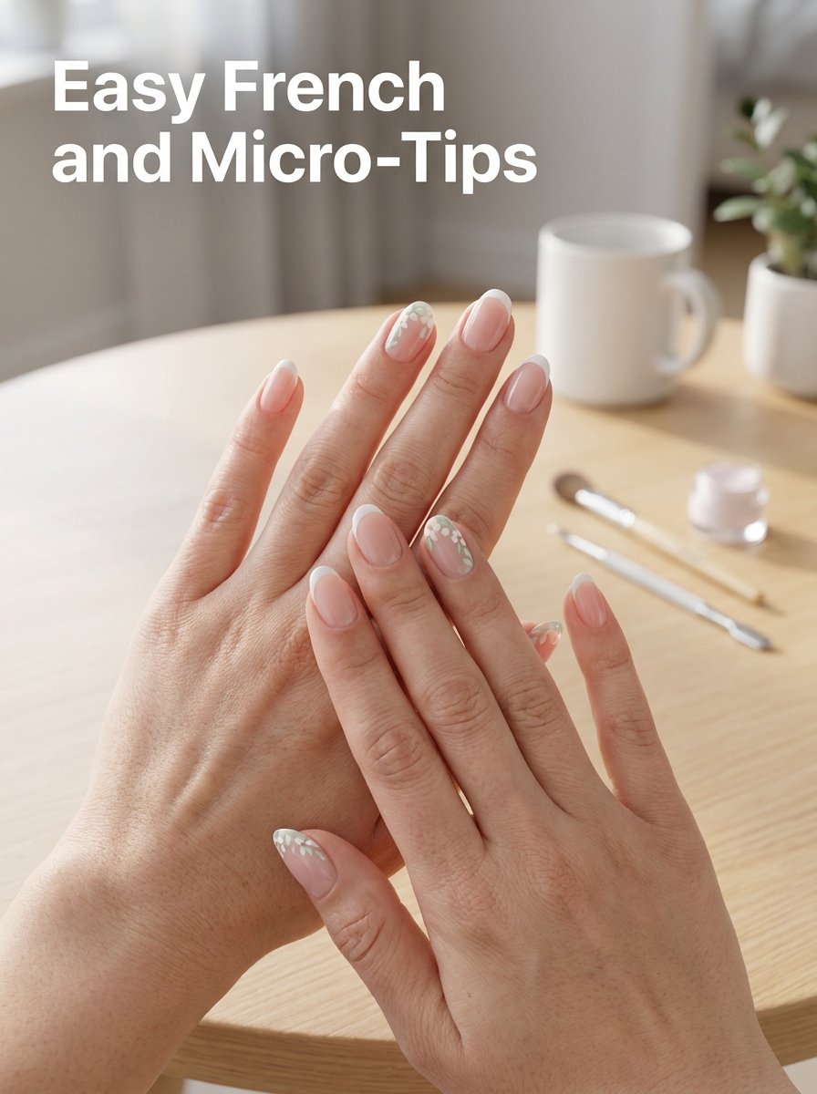 Woman showcasing french manicure