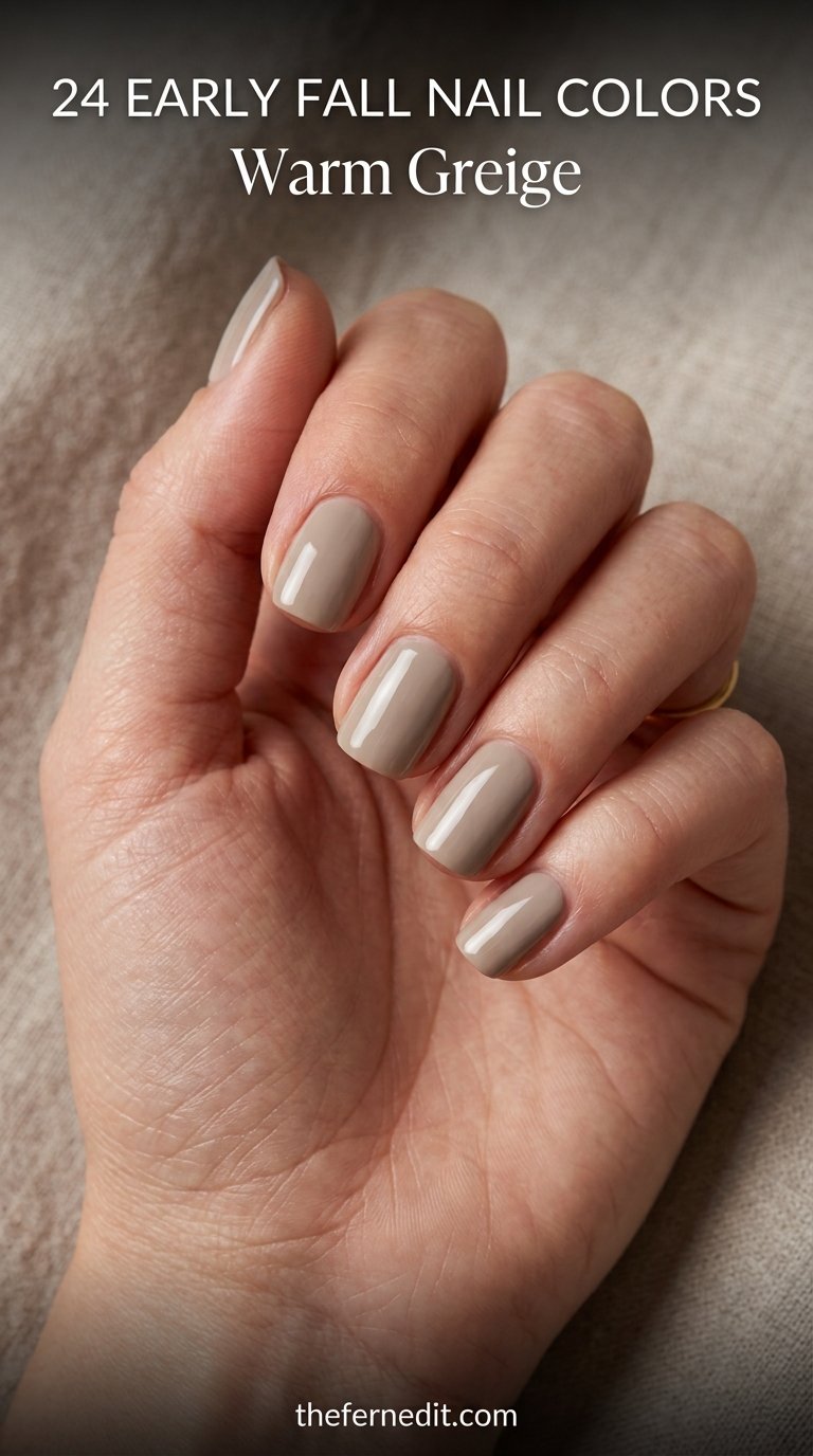 Woman showcasing greige nail polish