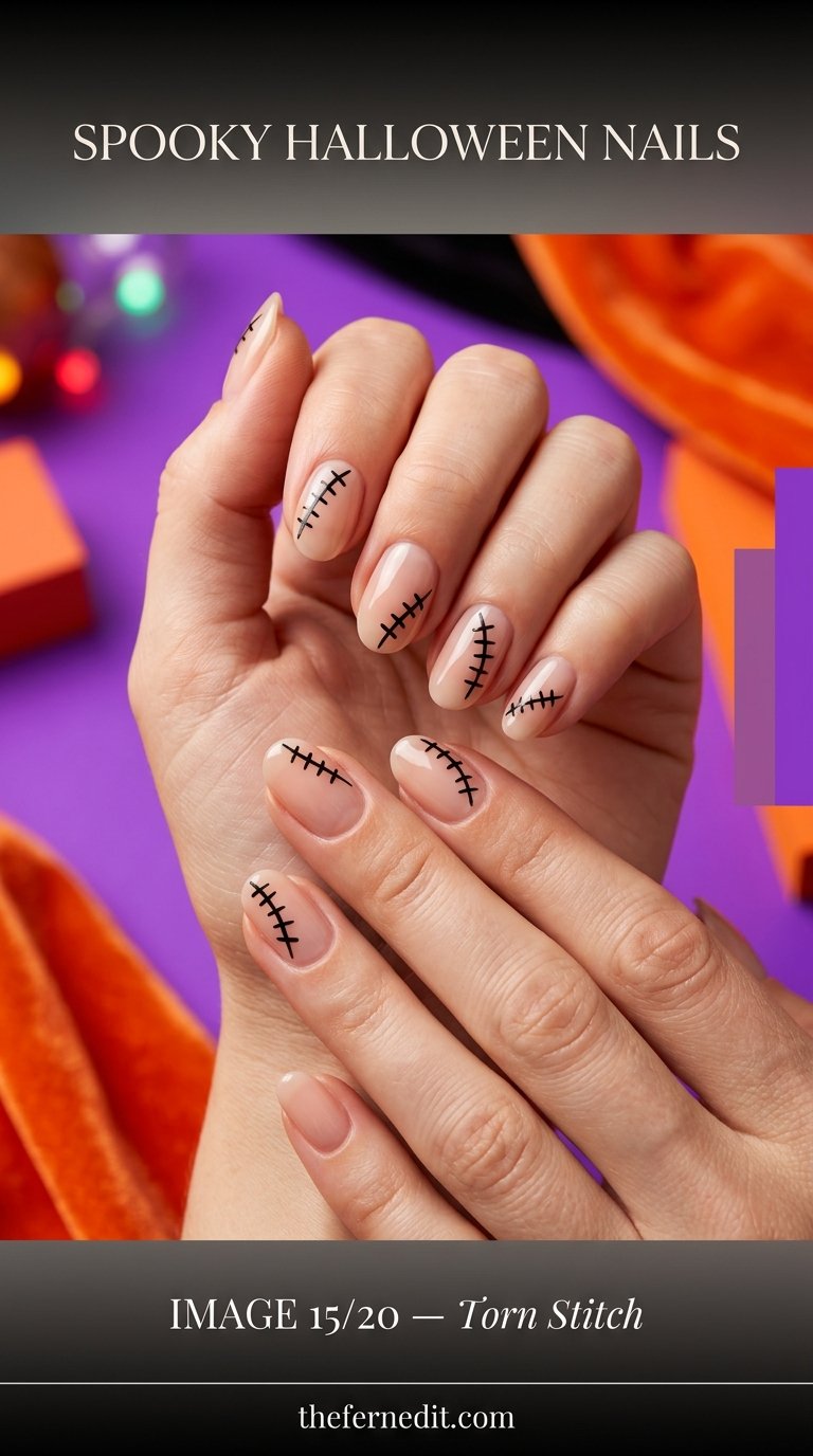 Woman showing halloween nail art