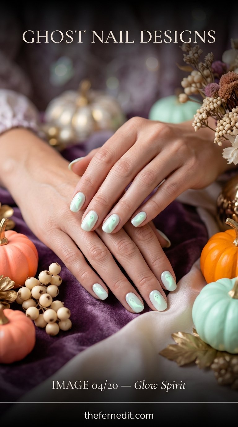 Woman showing halloween nail des