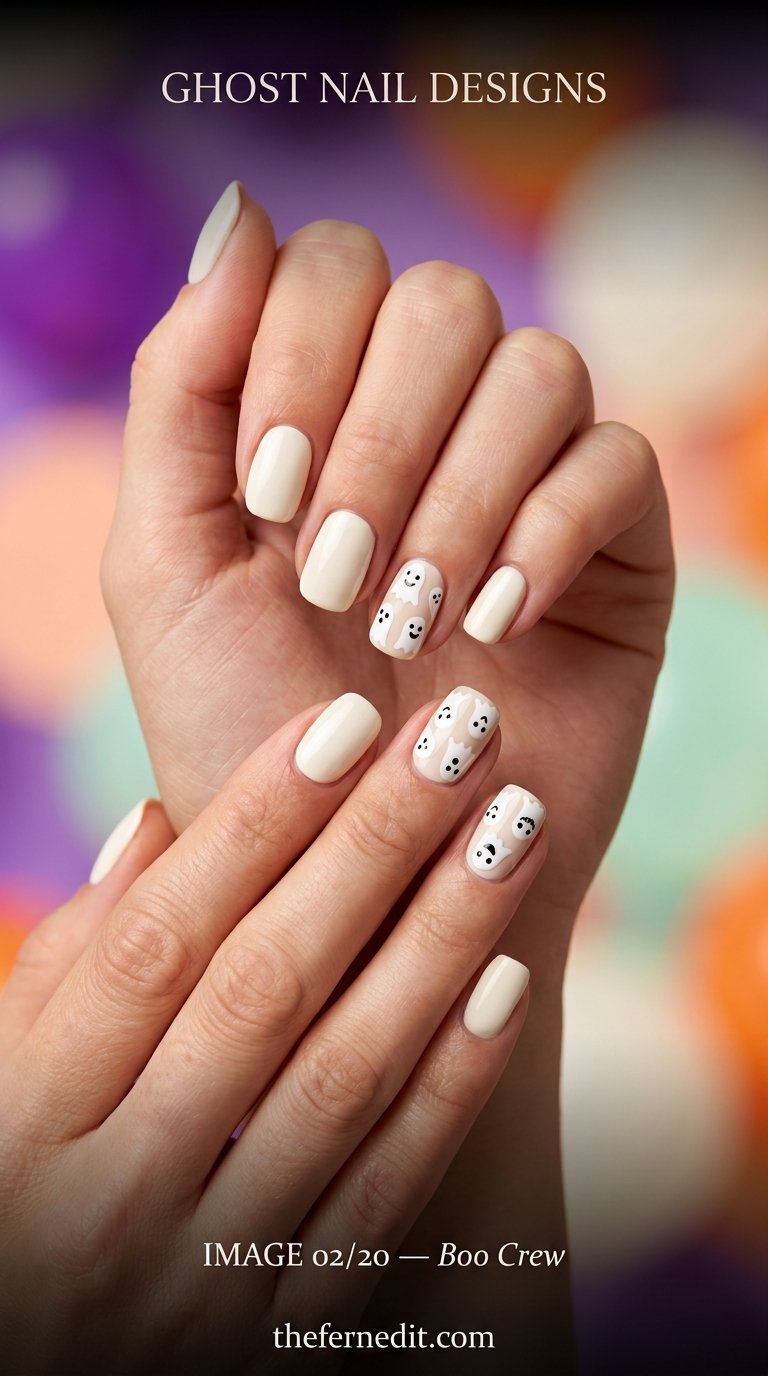 Woman showing halloween nail des