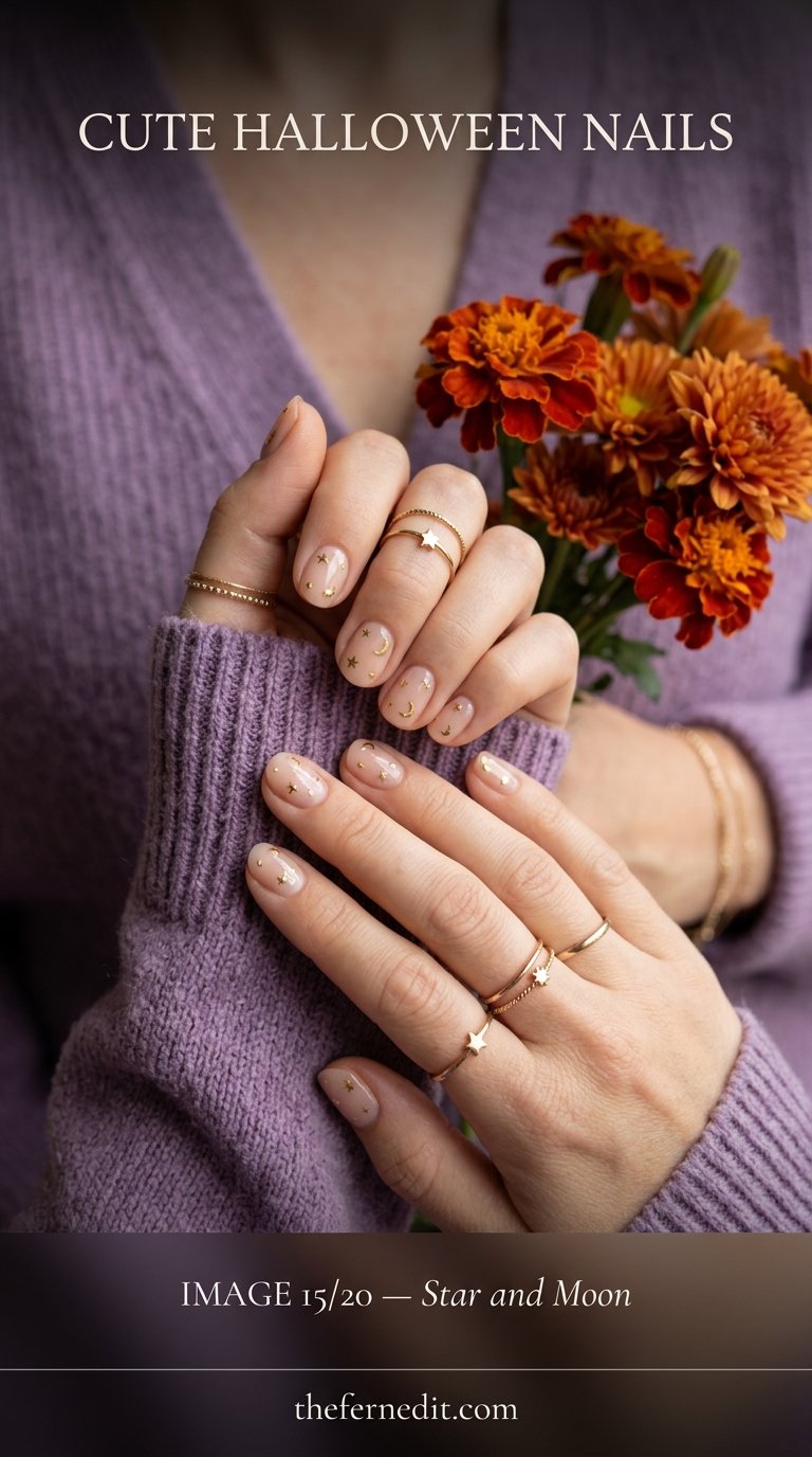 Woman showing halloween nail man