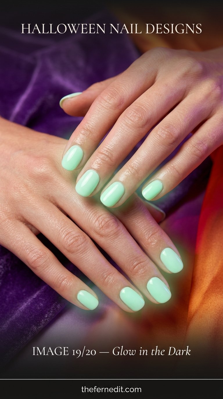 Woman showing mint nails