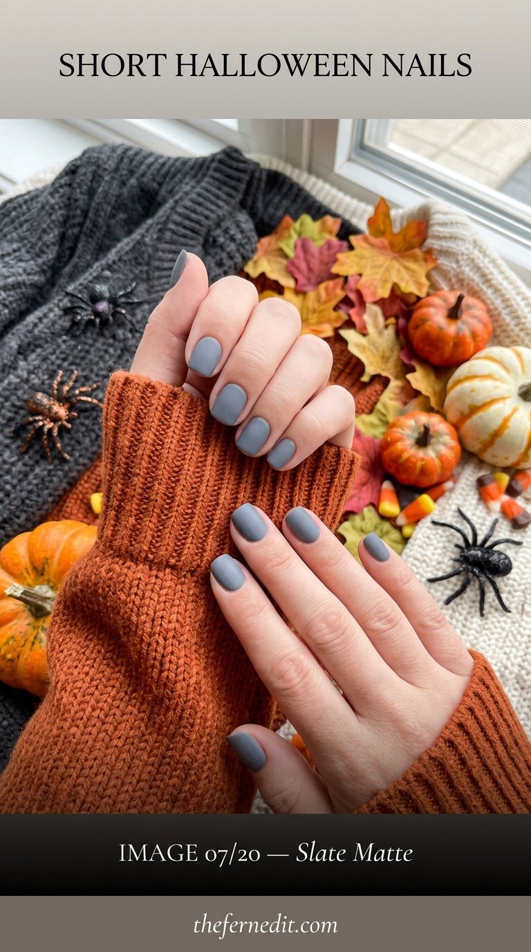 Woman wearing halloween nail polish
