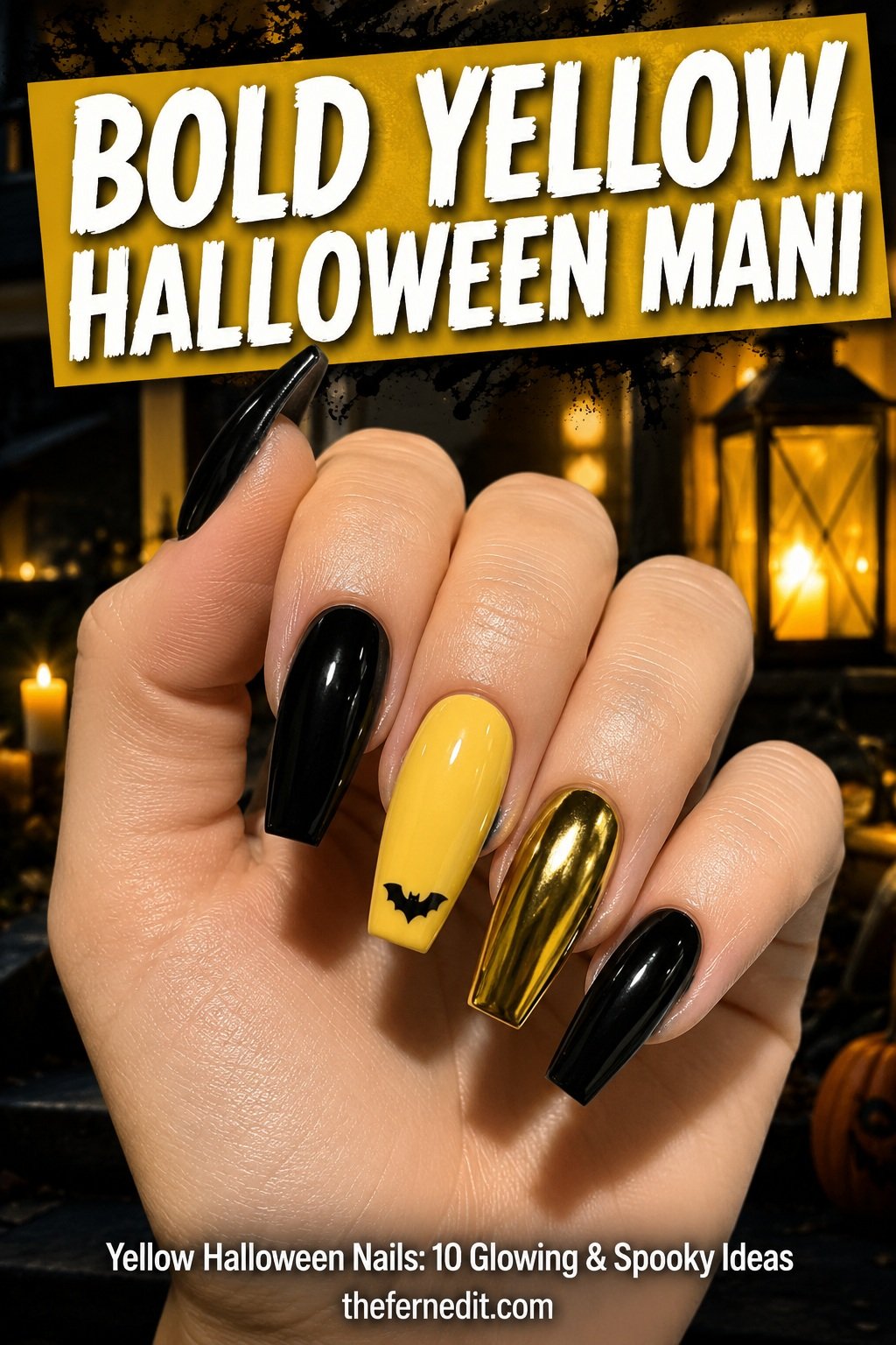 Yellow Halloween Nails